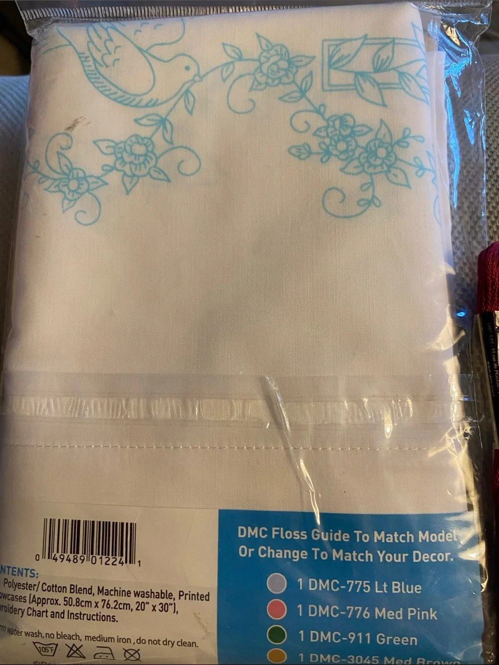 Janlynn Rose Cross Embroidery Pillowcases Set of 2  (+ the thread)